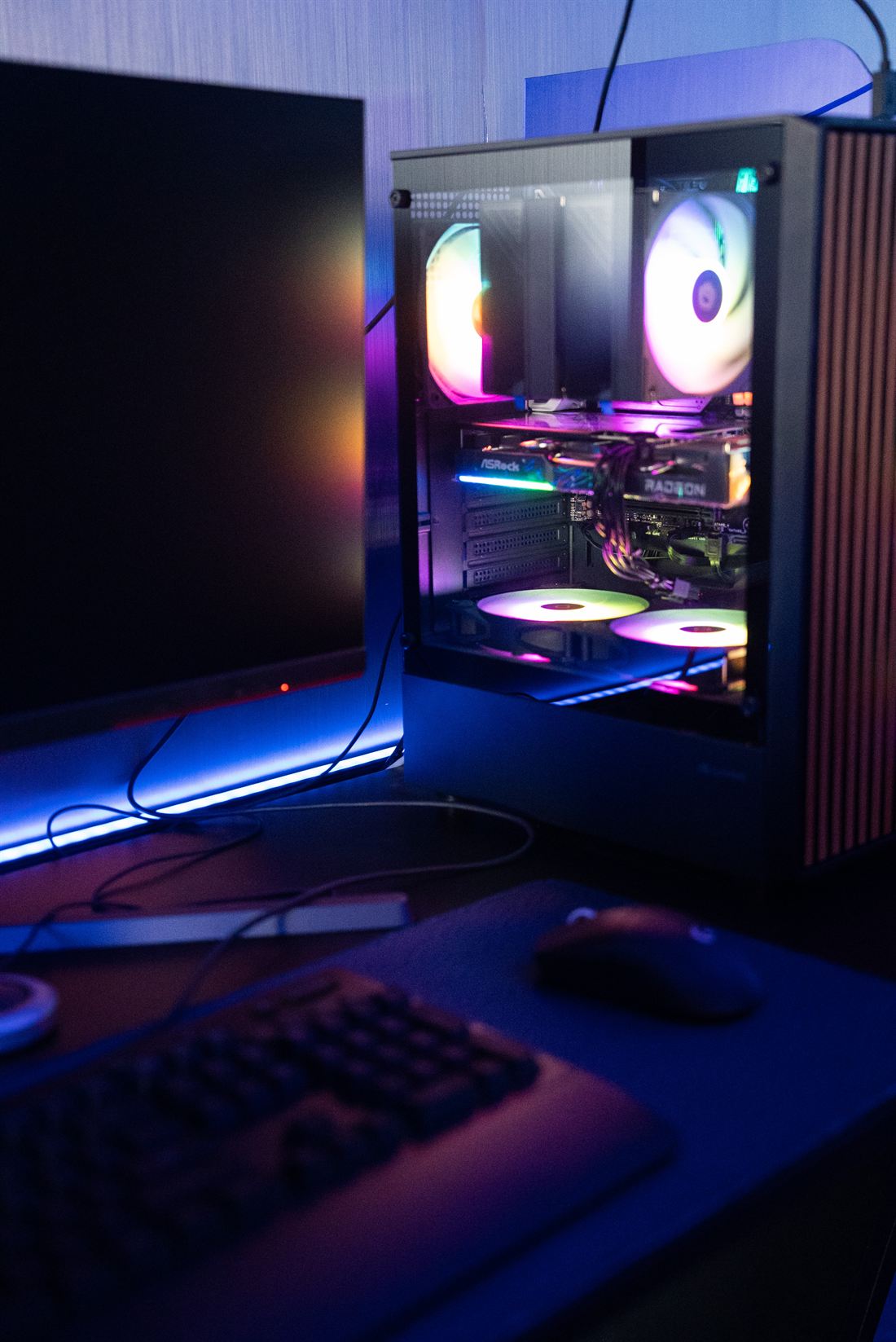 RGB gaming PC internals at Portal Gaming Center