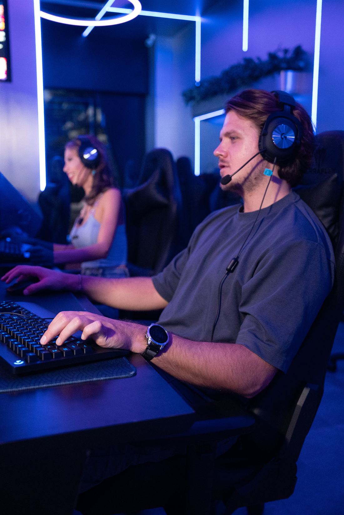 Player gaming on a high-spec PC in Bali